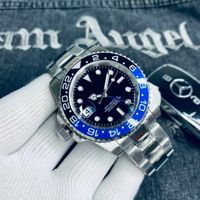 Nouvelle céramique Bleu Black Dial Watch pour gauche pour hommes gauche 40 mm montre mécanique automatique Glow-in-The Dark en acier inoxydable Broche de pliage de pliage Verre en saphir en vente
