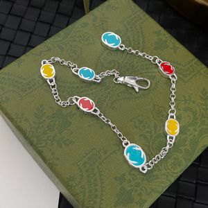 Nouvelle chaîne couleur gemme bracelet taille 22 cm mode marque de luxe designer magnifique pendentif imbriqué populaire fête étoile boucles d'oreilles mariage haut broche boîte à bijoux