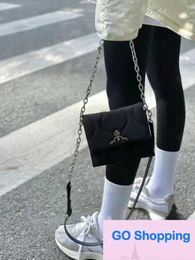 Nieuwe kettingflap hobotas Eenvoudige zwarte kleine vierkante tas Nylon stoffen schoudertassen