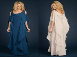 Nouveau champagne bleu marine mère de la mariée robes en mousseline de soie pantalon costume de mariage robe de grande taille perlée volants gaine fluide étage8691454