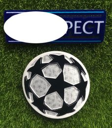 Nuevo balón de campeones + parche de respeto, parches impresos de fútbol, insignias, patrón de estampado en caliente de fútbol, personaliza el nombre y el número