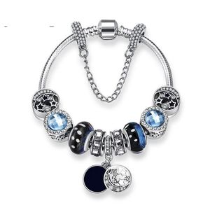 Nieuwe Charm Armbanden Blue Sky Kralen Strand Armband 925 Zilveren Snake Chain Retro Nationale Wind Ster Glazuur Kralen Maan Diy Sieraden ac255f