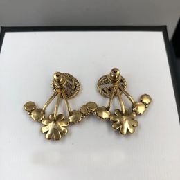 Nouvelles boucles d'oreilles à breloques de styliste pour femmes, pierres précieuses roses, tournesol, boucles d'oreilles détachables, fête de fiançailles, marque de mode haut de gamme classique avec boîte et timbre