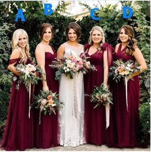 Nieuwe goedkope Bury Bruidsmeisjesjurken Mixed Styles Tulle Country Plus Size Long Party Wedding Guest Jurk Formele bruidsmeisje Jurk