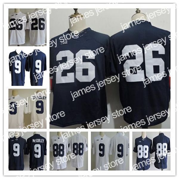 Nouveaux maillots de football Penn State Nittany College pour hommes bon marché 26 Barkley 9 Trace McSorley 88 Gesicki 2 Marcus Allen Navy White Stitched PSU Shirts