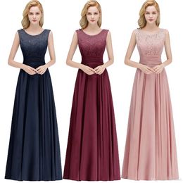 Nieuwe goedkope echte afbeelding schep nek avondjurken chiffon kanten top ruches mouwloze prom feestjurk formele gelegenheid slijtage cps1068 j0425