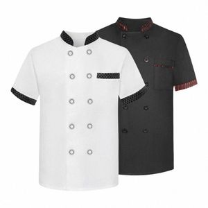 Nieuwe Chef Jassen Voor Mannen Vrouwen Korte Mouw Kok Shirt Solid Chef Uniform Bakkerij Restaurant Waitr Ober Uniform Tops S4fB #