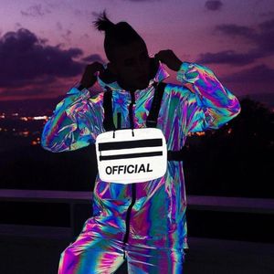 Nieuwe borstzakken Hip Hop Tactical Streetwear Laser Taille Tas Women Disco Party Luminous Reflective Chest Rig Bags249H