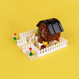 Nuevo pollo Cub Animal Henhouse granja Moc Piezas de pollitos Bloques de construcción de la escena del rancho Juguetes Huevos de pollo compatibles con LEGO