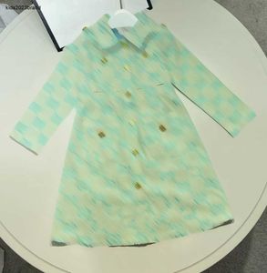 Nieuw kind jurken Hoge kwaliteit denim meisje jurk Maat 110-160 Gouden knop decoratie baby designer rok peuter japon Dec10