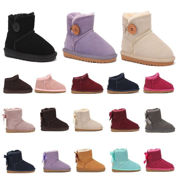 Nouveaux enfants bottes de luxe bottes de neige designer enfants chaussures hiver bottes en bas âge classique ultra mini botte botton bébé garçons filles bottines