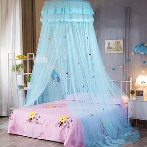 Kinderen Elegant Tule Bed Dome Netting Luifel Cirkel roze Ronde Ding Mosquito Net voor Twin Queen King Y200417