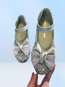 Nouveaux enfants Chaussures en cuir Rhinestone Bow Princess Girls Party Dance Chaussures Baby Student Flats Performance Performance Shoes G2204135428830