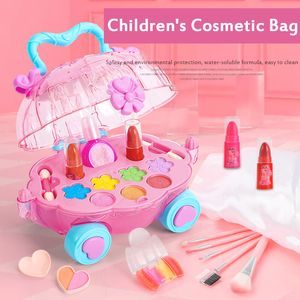 Nieuwe kinderen cosmetica nagellak lipstick speelgoed set niet-giftig wasbaar klein meisje spelen huis prinses simulatie make-up box LJ201009