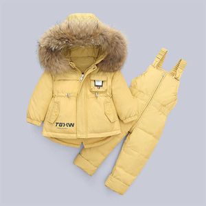 Nuevo traje de chaqueta de plumón para niños, niños pequeños de 1 a 3 años, niños y niñas, 80% plumón de pato blanco, abrigo de invierno de estilo coreano grueso H0909