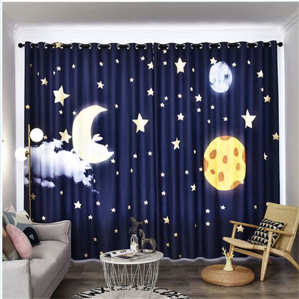 Nouvelle chambre d'enfant nouveau rideau de dessin animé mignon étoile lune chambre enfant chambre lumière luxe rideau occultant