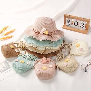 Nieuwe kinderen Straw Hat Cap Schoudertas Tas Cap Zomer Kind meisje Baby Bloem Zon Hoed Cap emmer Hoed Handtas Child Princess