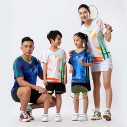 Nieuwe kinderen Badminton Jersey Sports Set Team Competition Training Uniform Comfortabele Top Jersey ouder-kind Outfit afgedrukt