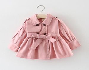 Nieuwe Kinderkleding Meisje Herfst Prinses Jas Effen Kleur Mediumlong Single Breasted Geul Baby Outerwear2649519
