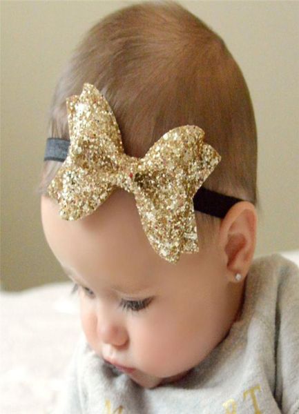 Nouveau enfant bandeau Shinning Gol Gold Bow Bandband Kids Girl Girl Baby Hair Band Accessoires de cheveux de haute qualité Halloween Christmas G4644285