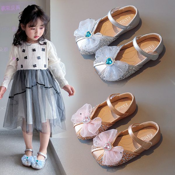 Nouvelles chaussures pour enfants en nombins de perle brillant les enfants de printemps de printemps chaussures bébé filles chaussures pour la fête et les chaussures de mariage taille 21-35