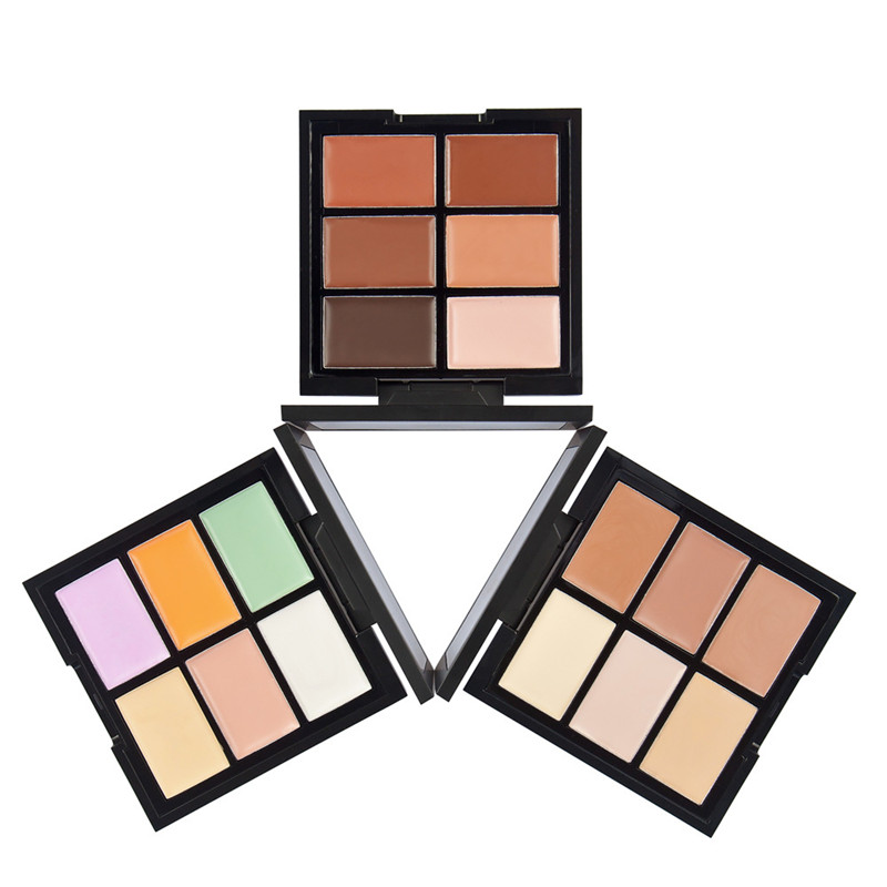 New China Brand HUAMIANLI Bright and Attractive 6color Concealer Palette 3 style Face Contour palette High quality DHL shipping