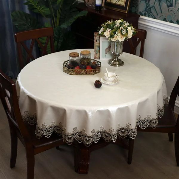 Material PU Nuevo mantel chino avanzado impermeable y a prueba de aceite NUEVA mesa redonda de mesa redonda de mesa de mesa de mesa de mesa grande de mesa de mesa