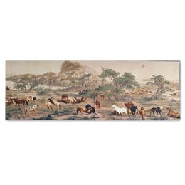 Nueva pintura de bordado de brocado chino, paisaje para habitación, fondo, pared, mural decorativo, imagen de cien caballos
