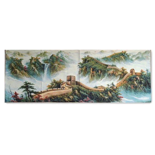 Peinture brodée en brocart chinois, nouvelle peinture murale décorative de fond de paysage de salon, image murale de la grande muraille