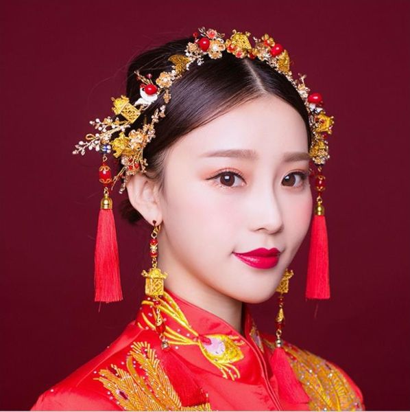 Nouveau serre-tête chinois, couvre-chef de mariée, accessoires de peigne pour enfants Pavillon fait main, costume ancien, Feng Guan Xiu et accessoire de vêtements