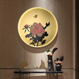 Lampe murale ronde en cuivre de Style chinois, nouveau Style rétro, pour salon, arrière-plan de canapé, porche, salon de thé, chevet, lumières murales QT11 #