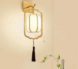 Nieuwe Chinese stijl koperen wandlamp Alle koperen huishoudelijke woonkamer TV Retro wandlamp klassieke Nordic lounge slaapkamer nachtkastje led myy