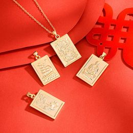 Nouveau Collier pendentif Dragon zodiaque en or de Style chinois pour enfants