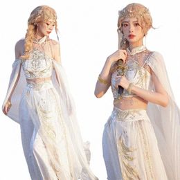 Nuevo estilo chino Hanfu Ropa exótica Desierto occidental Natial Étnico Xinjiang Fotografía a3L4 #