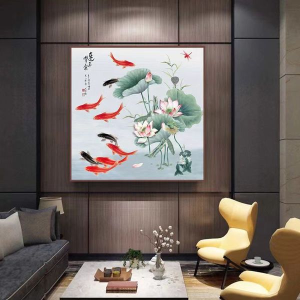 Nouveau style chinois Lotus / Lotus Leaf / Koi Affiches et imprimés Flowers Toile peinture Mall Art Picture pour le salon DÉCOR HOME