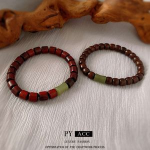Nouveau cylindre en bois de santal de style chinois Bamboo nœud bracelet élastique Bracelet Chine-Chic Niche Design String Light Fashion Hand Bijoux