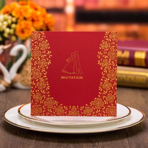 Nieuwe Chinese bruiloft uitnodigingen kaarten gratis afdrukken uitnodiging met vergulden liefhebbers bloemen rode gepersonaliseerde huwelijksuitnodigingen # BW-I0046
