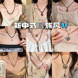Nouveau collier zen chinois polyvalent et pour les femmes Chaîne de collier de style national avancé accessoires de conception antique