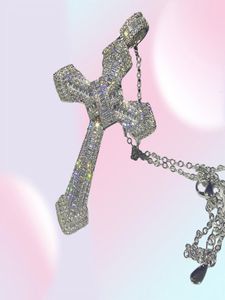 Nouveau Choucong Luxury Jewelry 925 Sterling Silver Pave White Topaz CZ Diamond Gemstones Cross Pendant Wedding Women Collier For Men3022858