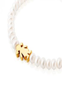 NIEUWE CHRISTAMS Geschenk sieraden mode wit zoetwater parel staal titanium meisje charmes kralen armband beren sieraden voor dames9370570