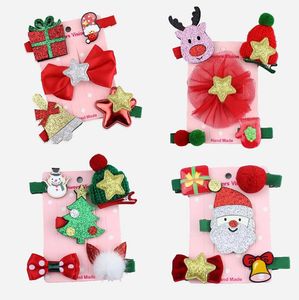 Kerstkinderen Haarclip Haarspelden Accessoires Leuke cartoon Santa Claus Crown Girls Princess Handmade Barrettes Hoofdtooi