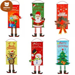 Nieuwe Kerstdecoratie Canvas Ornamenten Santa Snowman Geschikt voor Home Restaurant Wandruit Hanger Decoratie Tr