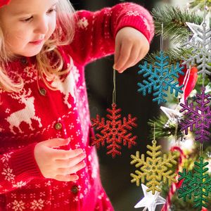 Nouvelle décoration de noël, décoration d'arbre de noël, paquet de flocons de neige en poudre d'oignon de noël, 6 couleurs, décoration de scène de noël