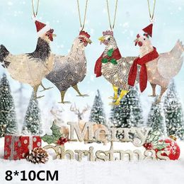 Nueva decoración navideña Colgante de madera Bufanda creativa Pollo Hogar Vacaciones Adornos para árboles de Navidad XMAS RRE14337