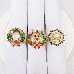 Nieuwe kerstversieringen Alloy Rendier Ring Napkin Ringhouders Kerstmis Decoratie voor Home Wedding Restaurant Party Dinner Decor RRA693