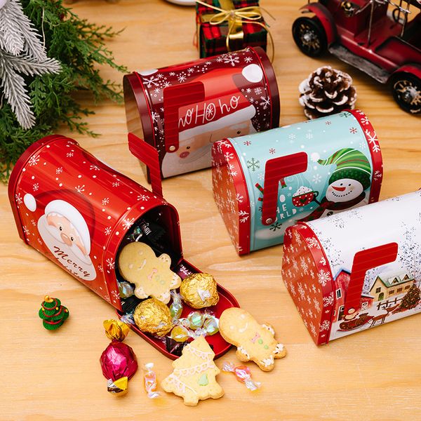 Nuevas decoraciones navideñas, caja de hojalata para regalo de Navidad, caja de lata para regalo de Navidad, decoración