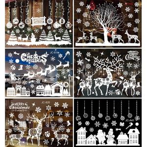 Nouvelles décorations de Noël autocollants de fenêtre de Noël colorés autocollants muraux de neige blanche habillage de fenêtre autocollants de fenêtre sans trace