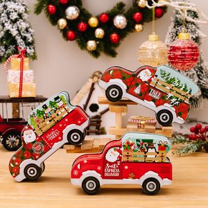 Nieuwe kerstversiering Creatieve Auto bonbondoos Blik Kerstcadeau doos Kinderen cadeau auto speelgoed doos decoratie