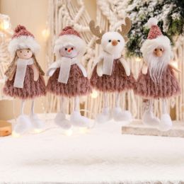 Nuevo Decoraciones navideñas creativas de Papá Noel, muñeco de nieve, adorno colgante de árbol de Navidad, Mini muñeca