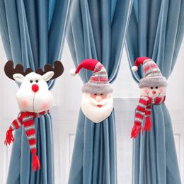 Nouvelles décorations de Noël rideaux Tiebacks Tie Backs Holdbacks Clips Holders Santa Claus Buckle Accessoires de décoration intérieure Navidad Gift de Noël
